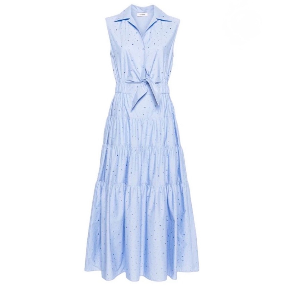Sandro Azazel Rhinestone Maxi Shirt Dress
